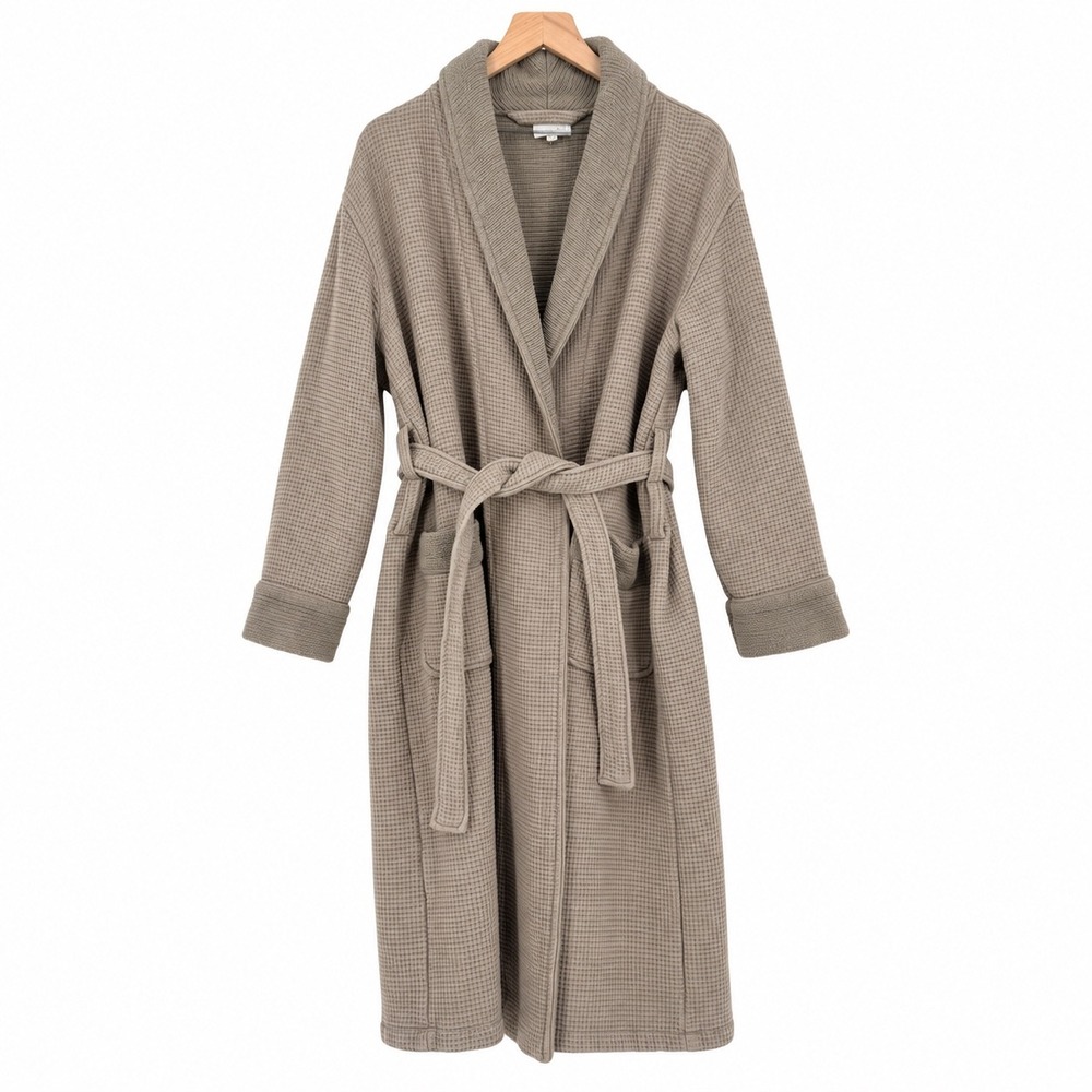 Cozy Earth Waffle Bath Robe Women M Taupe Bamboo Cotton Spa Loungewear Luxury